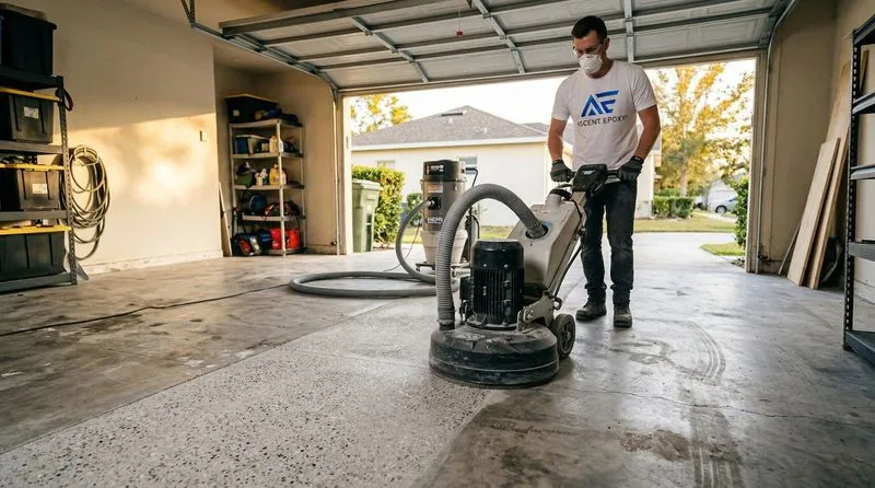 Garage floor before and after epoxy