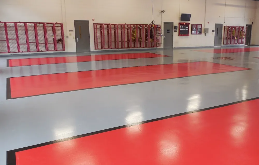 Metallic silver blue epoxy floor Tampa